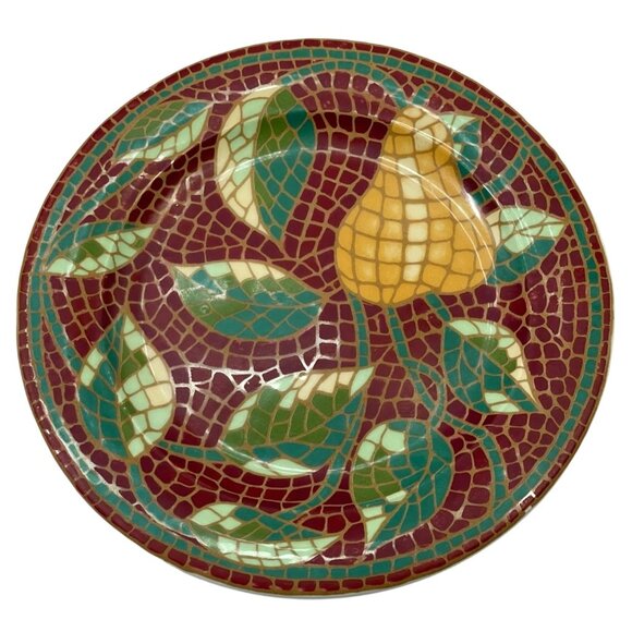 Set Of 2 Pier 1 One Exclusive Mosaic Fruit Plates With Pear Design Made in Italy - Picture 2 of 6